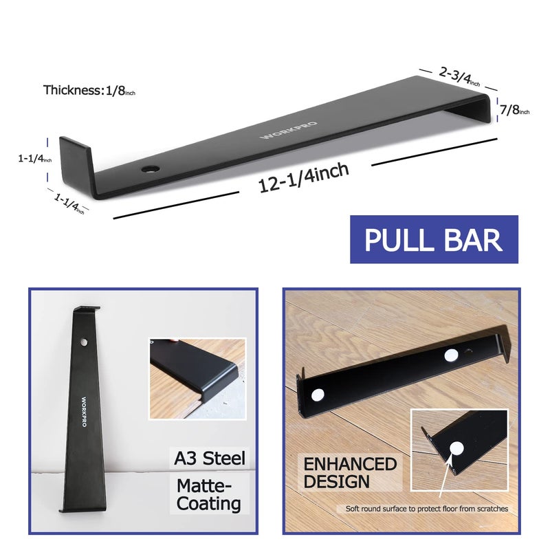 WORKPRO Laminate Wood Flooring Installation Kit with Reinforced Double-Faced Mallet, Heavy Duty Pull Bar, Tapping Block and 30-Piece Spacers Included,Multicolor - Image 3